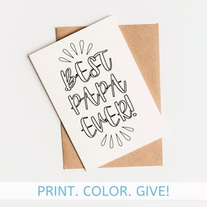 Cartão para colorir "O Melhor Papai de Todos os Tempos", Cartão para imprimir "O Papai do Dia dos Pais", Cartão para colorir "O Melhor Papai de Todos os Tempos", Página para colorir