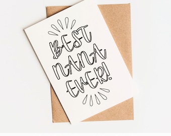 Best Nana Ever coloring card, Grandma Mother's Day printable card, Mother's Day coloring card, Best Nana Ever coloring page