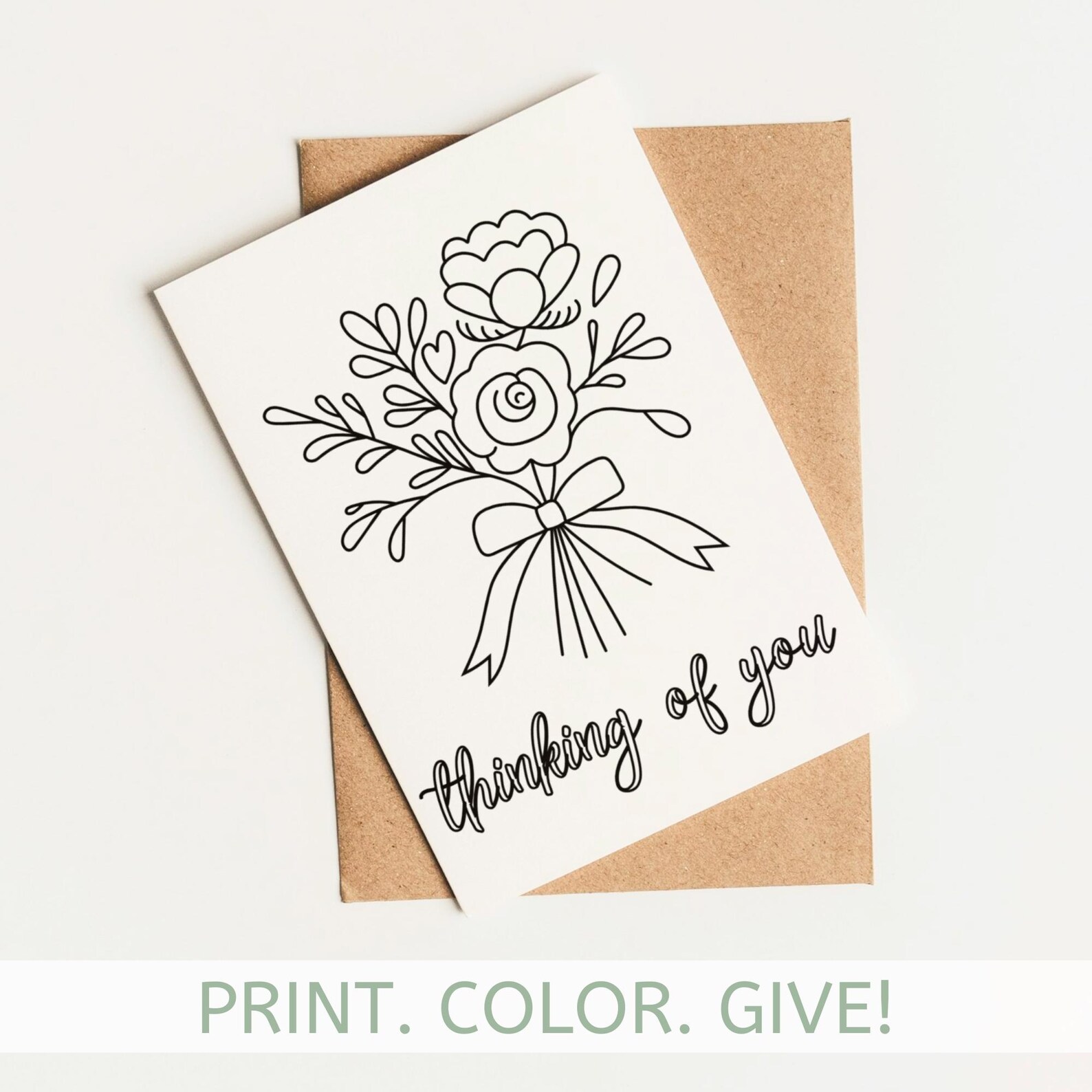 Thinking of You Coloring Card, Printable Sympathy Card, Sympathy Card ...