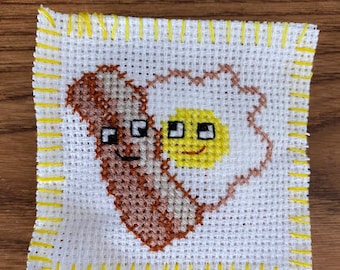 Wakey Wakey huevos y horneado :D lindo pequeño punto de cruz hecho a mano