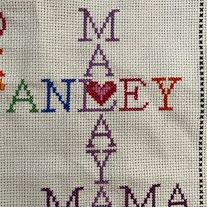 ¡Punto de cruz de crucigrama personalizado! ¡Incluya miembros del hogar, mascotas, calles, ciudades y países! ¡Usa cualquier palabra que te represente! imagen 4