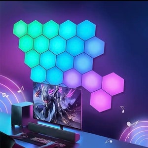 Intelligent LED Odd Light Panel, Color Hexagonal Honeycomb LED Lamp, Electric Competition Atmosphere Lamp zdjęcie 1