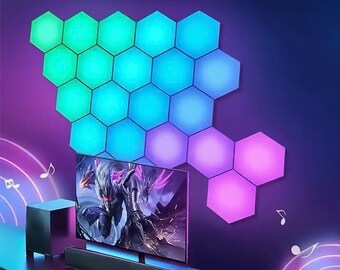 Panel de luz LED inteligente, lámpara LED de panal hexagonal de color, lámpara de atmósfera de competición eléctrica