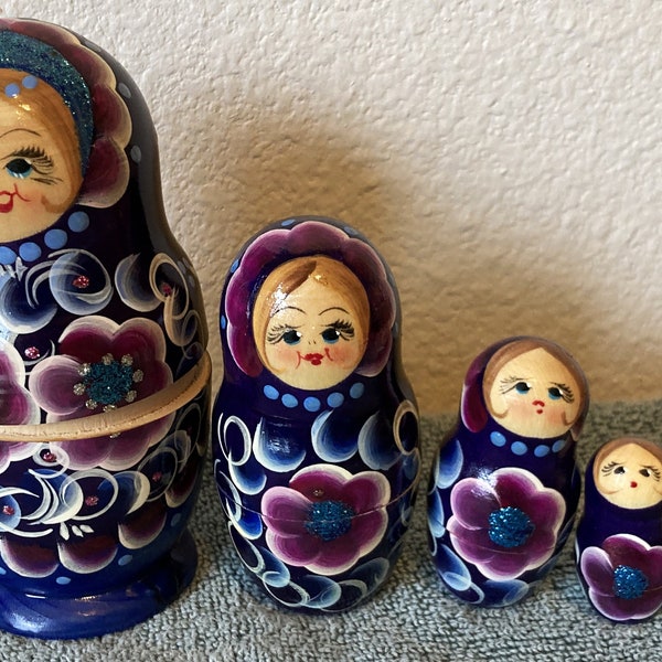 Authentic Russian Handcrafted Hand-Painted Matryoshka Nesting Stacking Wooden Dolls