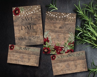 Rustic Chic Wooden Wedding Invite - Customizable