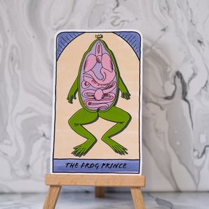 Froschkönig Tarot Sticker | Vinyl-Laptop Aufkleber | Lebendiges Frosch Orakel Aufkleber | Tier Aufkleber für Journal | Wasserflasche Aufkleber Lustig