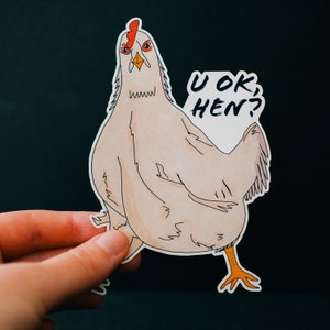do partido de galinha adesivo | Adesivo de vinil para laptop | galinha adesivo | Adesivos de animais para diário | etiquetas da garrafa de água engraçadas | "Você está bem, galinha?"