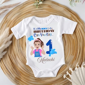 Can You Say 1, 2, or 3 Ms. Rachel Onesie Blue Version