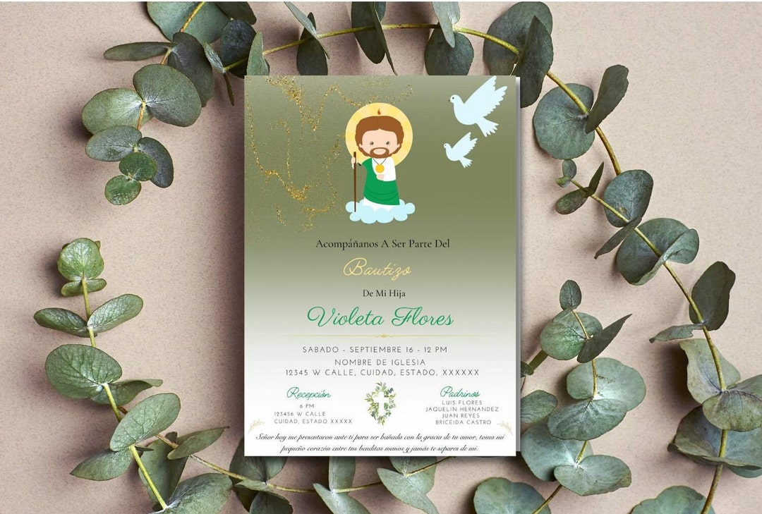 San Judas Baptism Invitation Template (digital Download) Etsy