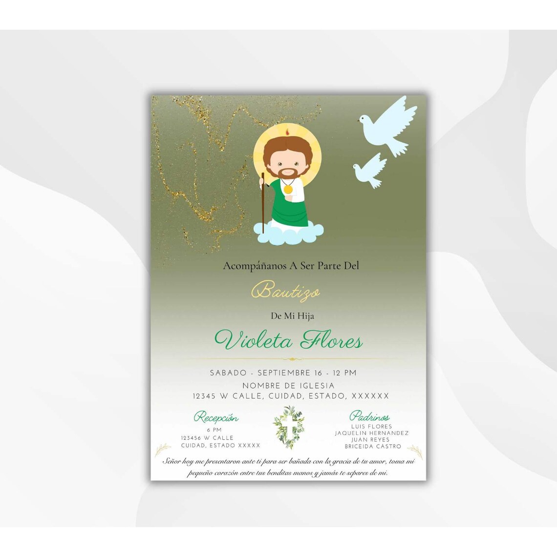 San Judas Baptism Invitation Template (digital Download) Etsy