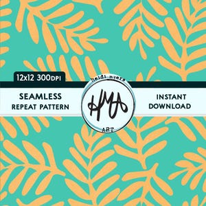 8 st. digitala sömlösa upprepade mönster med löv, blågrön med andra färger, 12x12, 300 dpi, PNG för sublimeringstryck, pappersarbete, tyg +