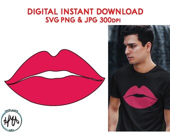 Lips SVG PNG JPG, Lips Print then Cut Sticker, Love svg,Kiss svg,Lips T-Shirt Design,Lips Clip Art,Lips vector art,Cricut cut,Silhouette cut