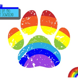 Distressed Rainbow Paw Print PNG, Rainbow TShirt Design, Paw Print Tshirt, LGBTQ Tshirt, Rainbow Clip Art, Paw Print Clip Art,LGBTQ Clip Art