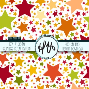Stars Digital Seamless Repeat Fall Cheer Palette Fall leaves colors 12x12 300dpi PNG 4 Sublimation Paper crafting Printing cards Fabric Etc