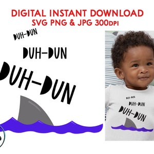 Shark Duh-Dun x3 svg png jpg, Shark Design for Machine Cutting, Sublimation, Print & Cut, Clip Art, Kid&#39;s Room Decor, Stickers, Invitations
