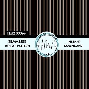 May include: A seamless repeat pattern with vertical black and brown stripes. The pattern is 12x12 inches and 300 DPI. The text "Heidi Myers Art" is in a circle with a blue background.