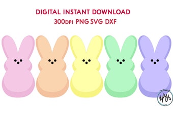 Easter Bunny Peeps PNG & SVG Clipart, Pastel Yellow, 300dpi Instant Download, Cute Spring Digital Art for Crafts, Sublimation, and Cutting