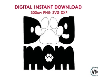 Perro mamá PNG SVG DXF Blanco y negro 300 ppp Para vinilo Iron-on Sublimación Papel artesanía Impresión Clip art Pegatinas Etc.