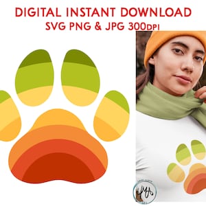 Paw Print Fall Cheer svg png jpg, Paw Print TShirt Design, Fall Clip Art, Paw Print Cut File, Fall Leaves Colors, Sublimation, Print, Cut