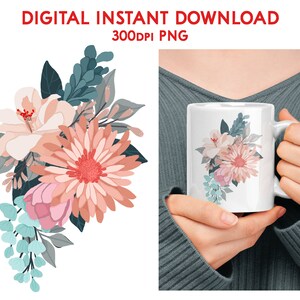 Verticale bloem Swag PNG geïllustreerde bloemen voor sublimatie clip art stickers cadeauverpakking decor geschenken papier ambachten notitiekaarten planners enz