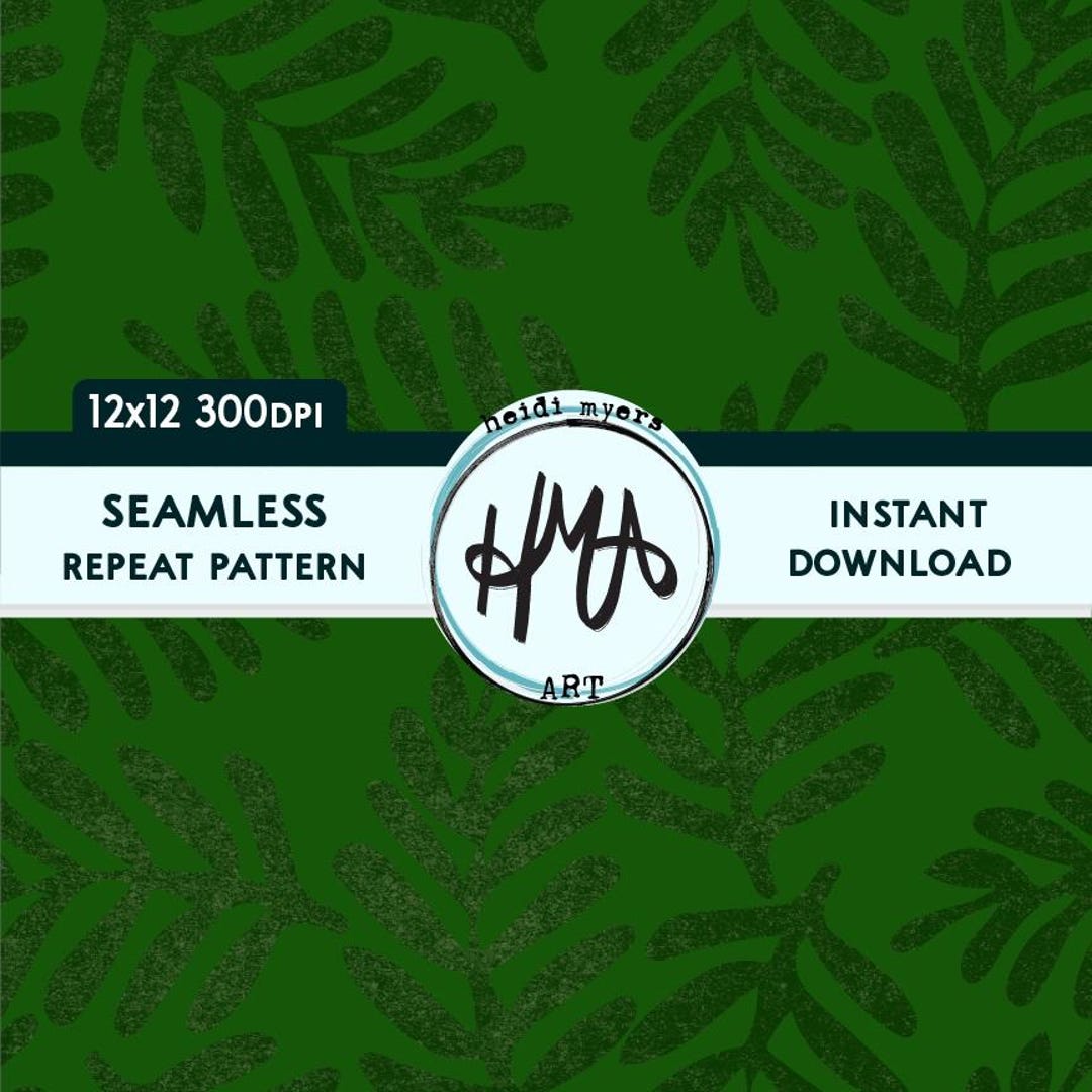 4pc Leaves Digital Seamless Repeat Patterns in Shades of Dark Green 2 ...