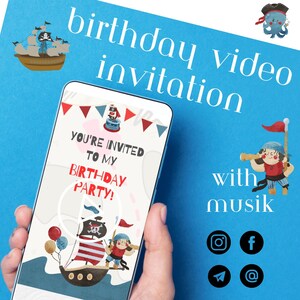 Invitación de cumpleaños de video pirata Invitación de video personalizada Invitación de video de fiesta de cumpleaños de pirata Invitación de video para niño Invitación de tarjeta de video