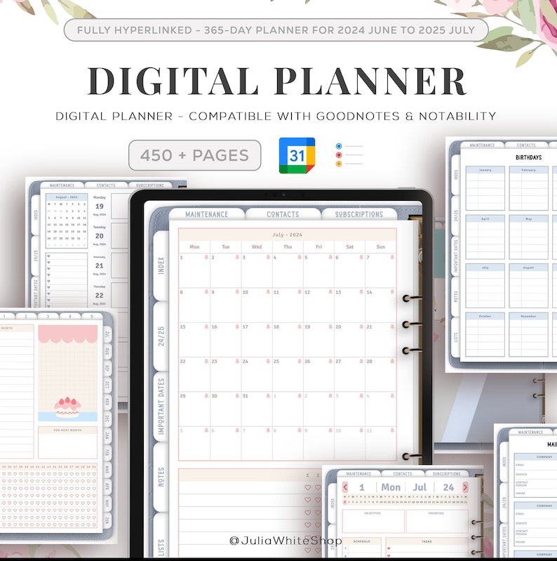 Digital Planner Midyear July 2024 2025 June Planner Ipad, iPad Planner