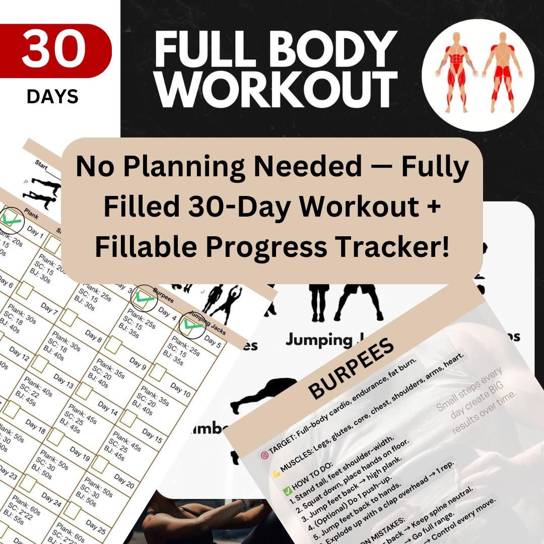30-day Full Body Workout Printable PDF – Daily Fitness Tracker ...