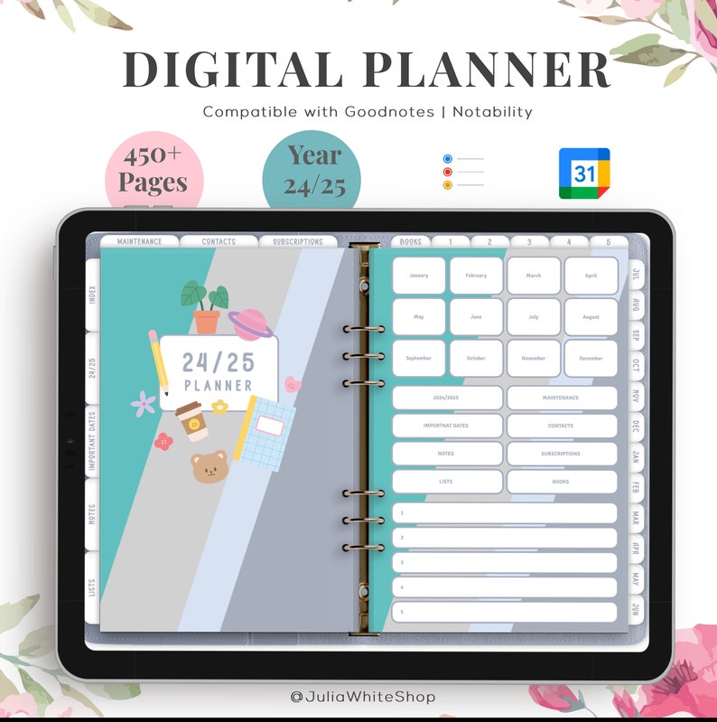 Digital Planner Midyear July 2024 2025 June Planner Ipad, iPad Planner, Goodnotes Planner, Daily