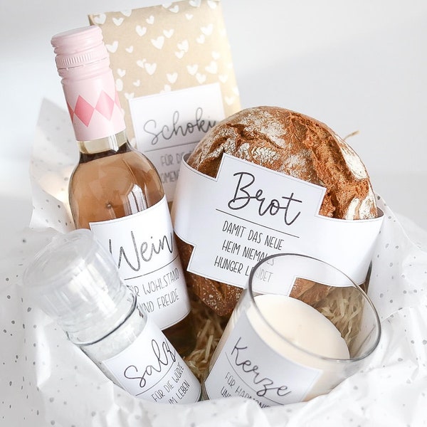 Gift basket gift basket for moving in moving out housewarming housewarming party bread salt wine chocolate file PDF download