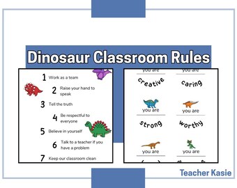 Dinosaur Classroom Rules 8x11 Posters and 2 Sheets of "you Are ...