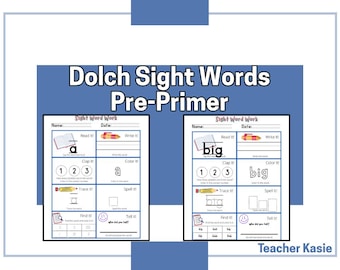 Dolch Pre-Primer Sight Word Activity Sheets (Digital Download)