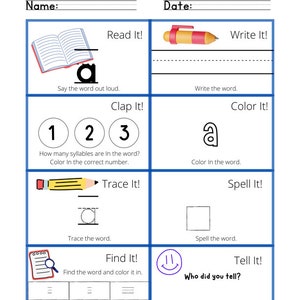 Dolch Pre-primer Word List and Activity Sheets: 1 Page for Each Pre ...