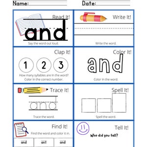 Dolch Pre-primer Word List and Activity Sheets: 1 Page for Each Pre ...