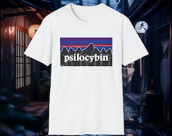 Camiseta parodia de la marca Psilocybin (solo parte delantera) - HPFM.cc