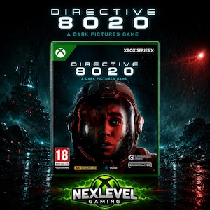 May include: Xbox Series X game case for "Directive 8020: A Dark Pictures Game." The cover features a person in a space helmet with a red and black background. The game is rated 18 and supports 4K Ultra HD.