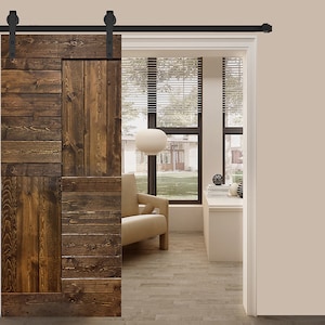 S Series Finished DIY Wood Sliding Barn Door Slab(Hardware Kit NOT Included)(Assembly Needed)(Custom Size Available,Ask for Quote)