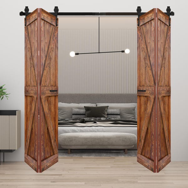 K Series Color Finished DIY Sliding Bi-Fold Door With Hardware Track-Assembly Needed.(Custom Size Available)