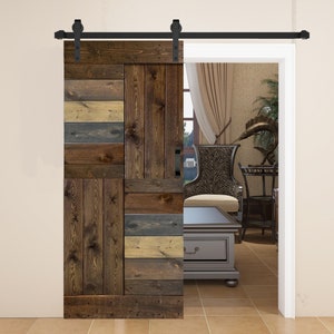 Patented Product S Style Finished DIY Solid Wood Sliding Barn Door With Hardware Kit(Assembly Needed)(Custom Size Available,Ask For Quote)