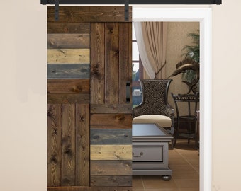 Patented Product S Style Finished DIY Solid Wood Sliding Barn Door With Hardware Kit(Assembly Needed)(Custom Size Available,Ask For Quote)