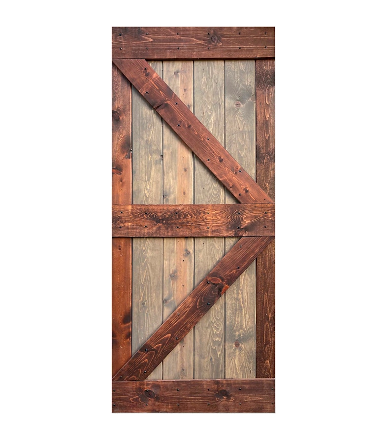 K Style Finished DIY Solid Wood Barn Door Slab(Hardware Kit NOT Included)(Assembly Needed)(Custom Size Available, Ask for Quote)