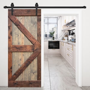 K Style Mixed-Color Series Sliding Barn Door Slab (Hardware Kit NOT Included)(Assembly Needed)Custom Size Available, Ask for Quote