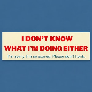 I Dont Know What Im Doing Either Bumper Sticker - 10 x 3.25 inches