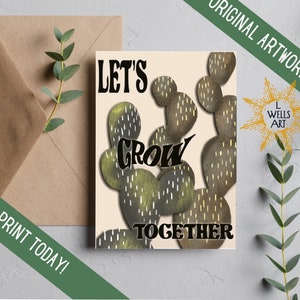 Illustration de cactus du sud-ouest, art de cactus, carte de voeux imprimable, carte d'anniversaire faite à la main, cadeau d'ami, illustration de désert du sud-ouest