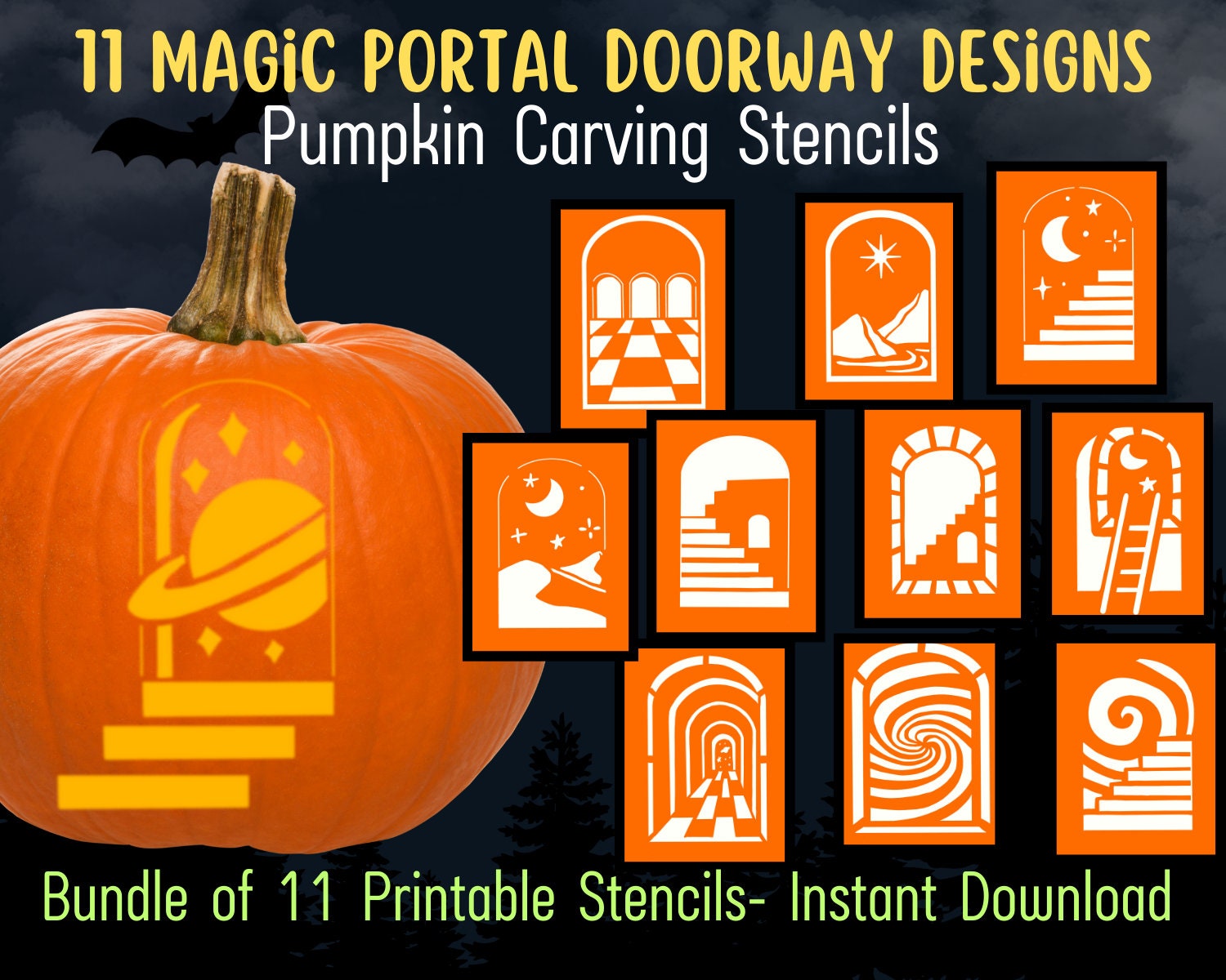 magic-door-portal-pumpkin-carving-stencil-boho-pumpkin-carving-template-pumpkin-carving-pattern-pumpkin-carving-party-mystic-pumpkin-etsy