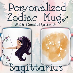 Sagittarius Gift Personalized Mug, Zodiac Sign Present, Custom Mug, Personalized Coffee Cup, Sagittarius Birthday, Astrology Constellation