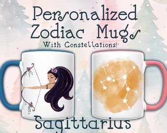 Sagittarius Gift Personalized Mug, Zodiac Sign Present, Custom Mug, Personalized Coffee Cup, Sagittarius Birthday, Astrology Constellation