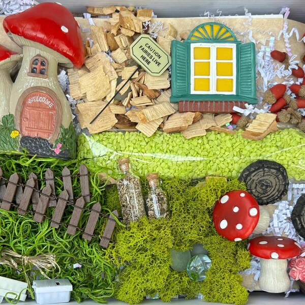Fairy Garden Starter Kit with Tools, Creatures, and Decorations
