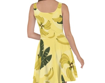Tropical Bananas Skater Dress, Casual Dress