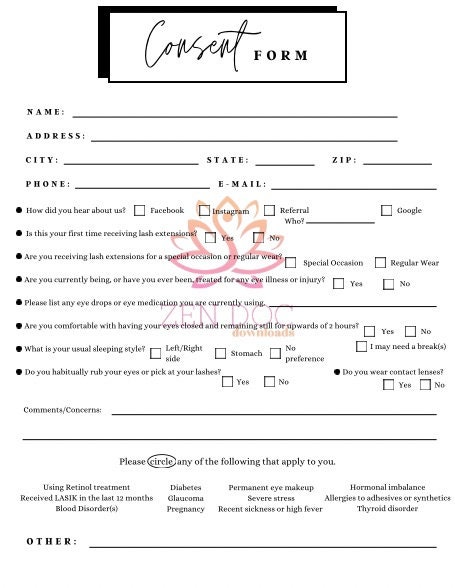 Lash Consent Form | Digital Consent Forms | Lashes Policies and Rule ...